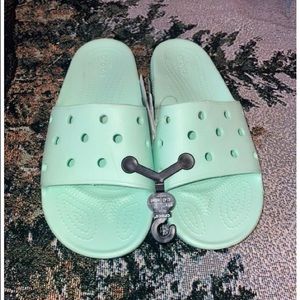Mint green CROCS originals slides